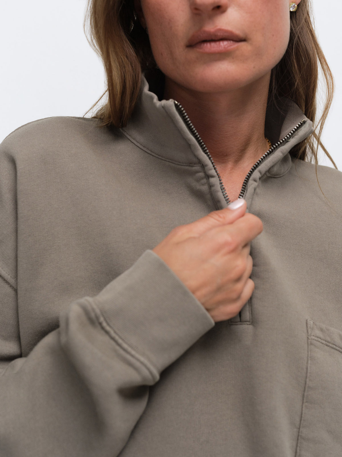 Organic Fleece Cropped Half-Zip Sweatshirt