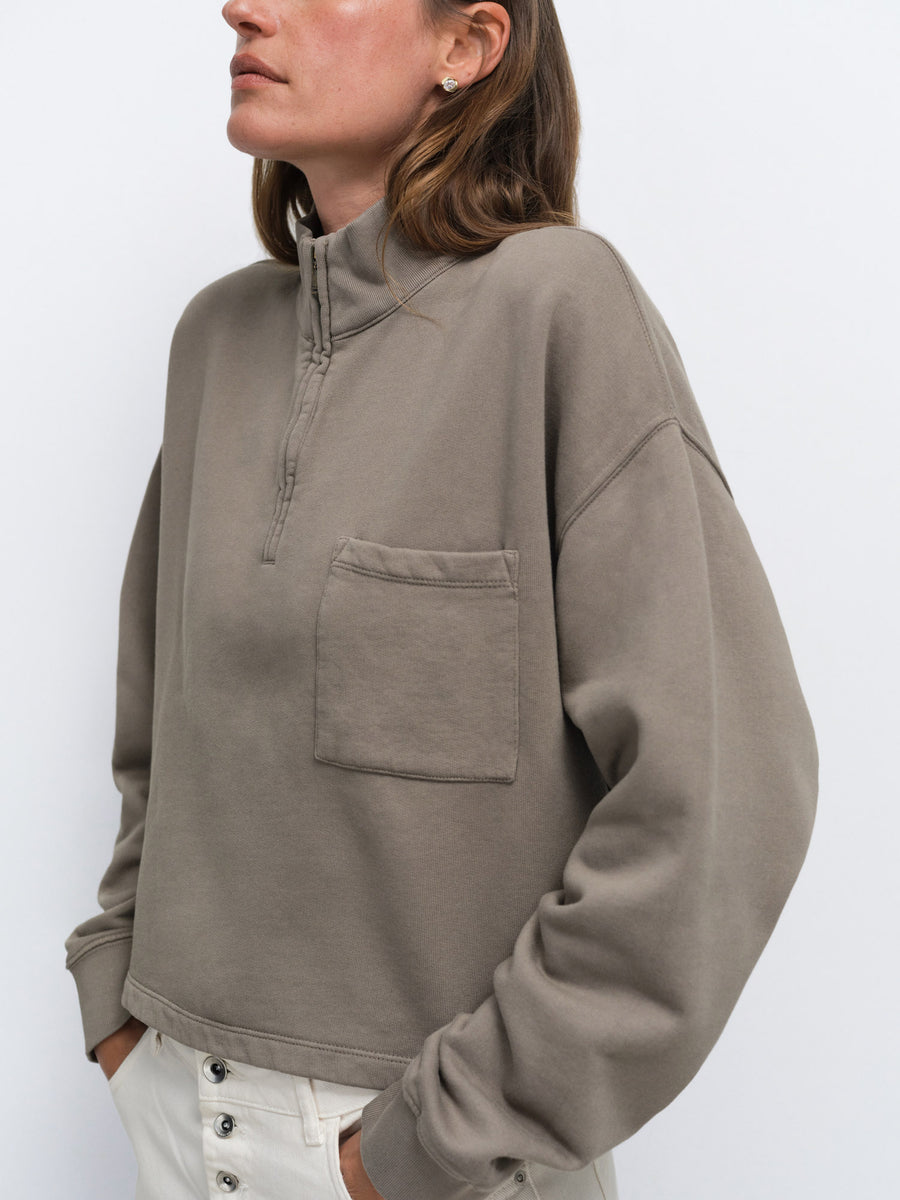 Organic Fleece Cropped Half-Zip Sweatshirt