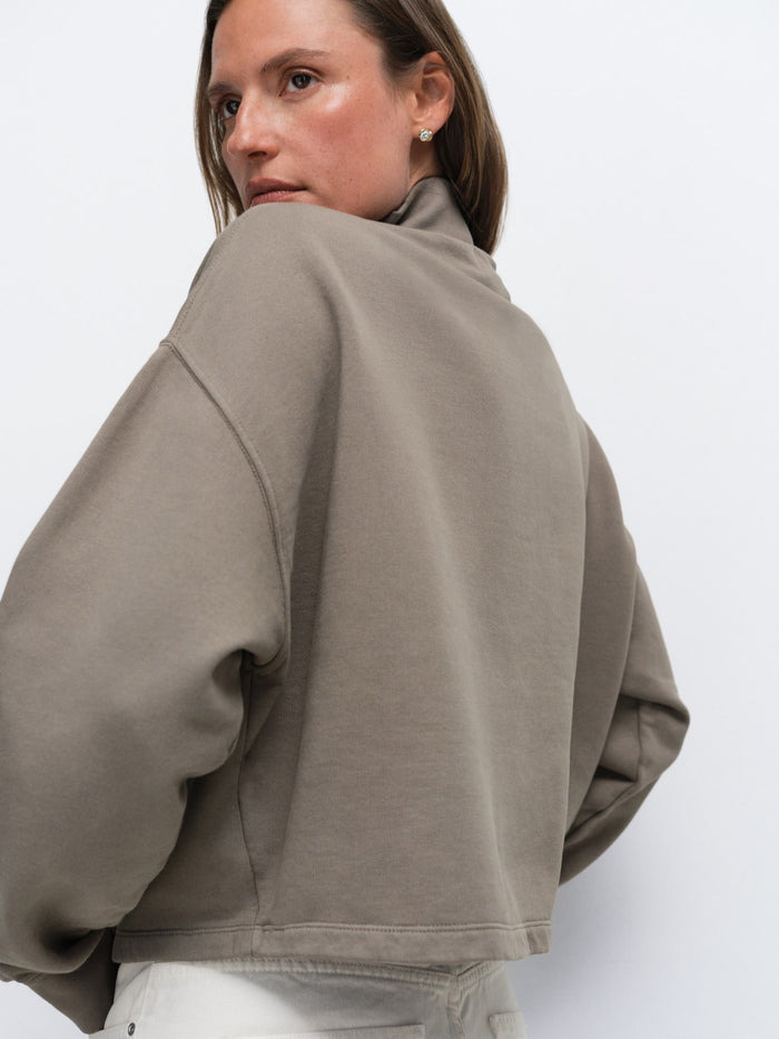 Organic Fleece Cropped Half-Zip Sweatshirt
