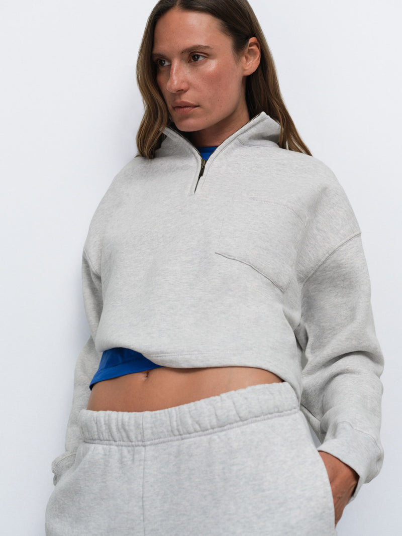 Organic Fleece Cropped Half-Zip Sweatshirt