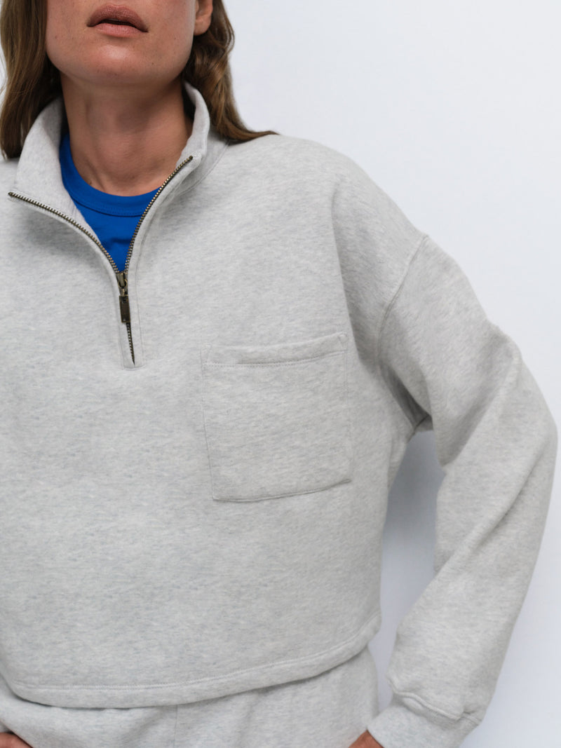 Organic Fleece Cropped Half-Zip Sweatshirt
