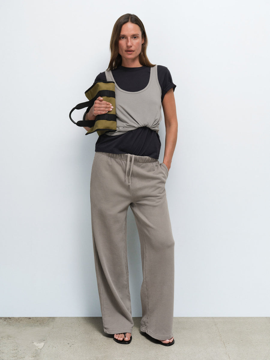 Organic Fleece Straight Leg Sweatpants in Pebble — product photo