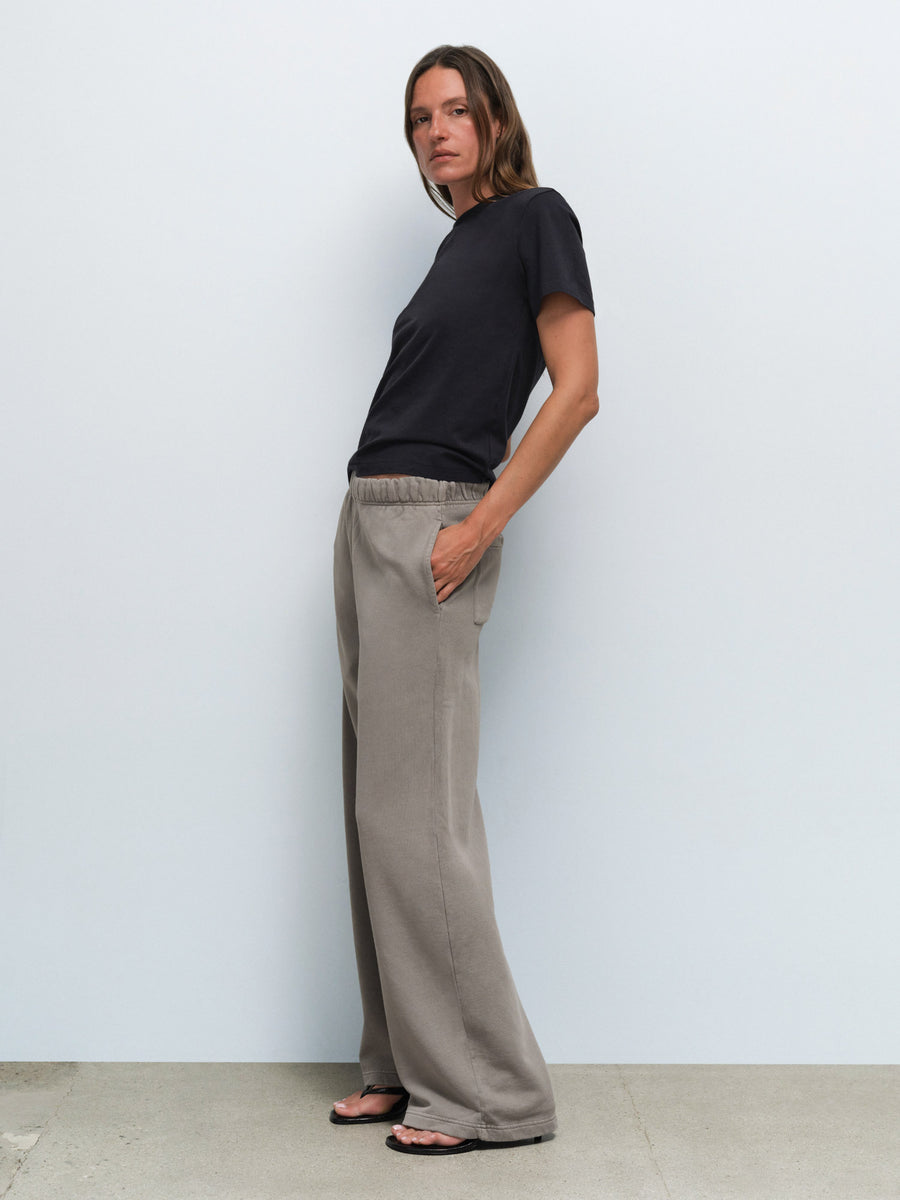 Organic Fleece Straight Leg Sweatpants in Pebble — product photo