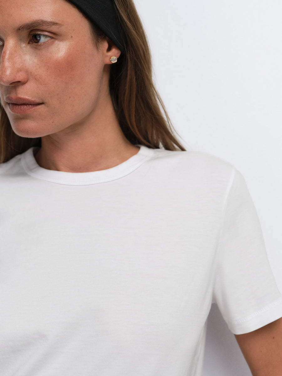 Organic Pima Classic Tee in True White — product photo