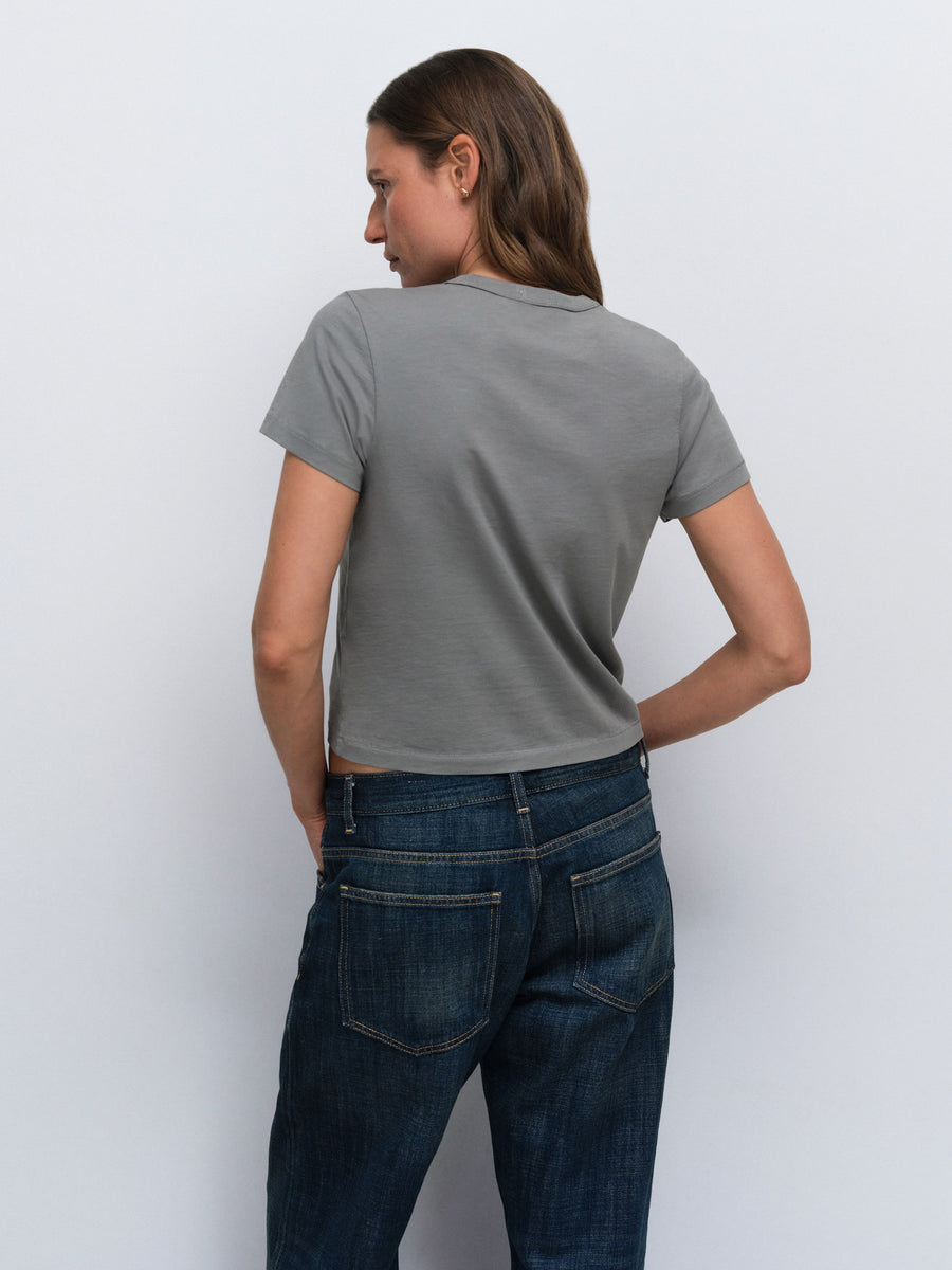 Organic Pima Shrunken Tee in Thyme — product photo