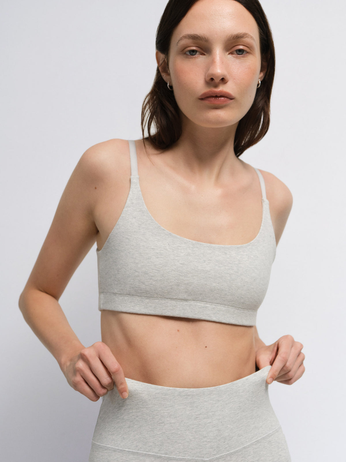 Organic Stretch Scoop Bra 4In Biker Short in Heather Grey — product photo