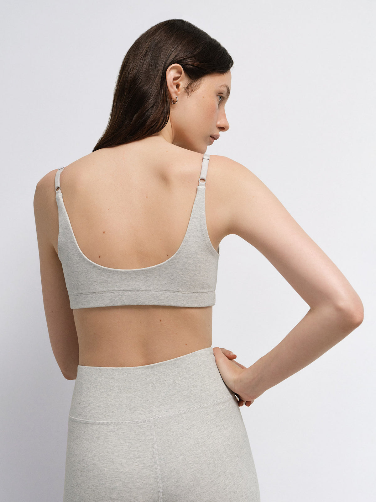 Organic Stretch Scoop Bra 4In Biker Short in Heather Grey — product photo