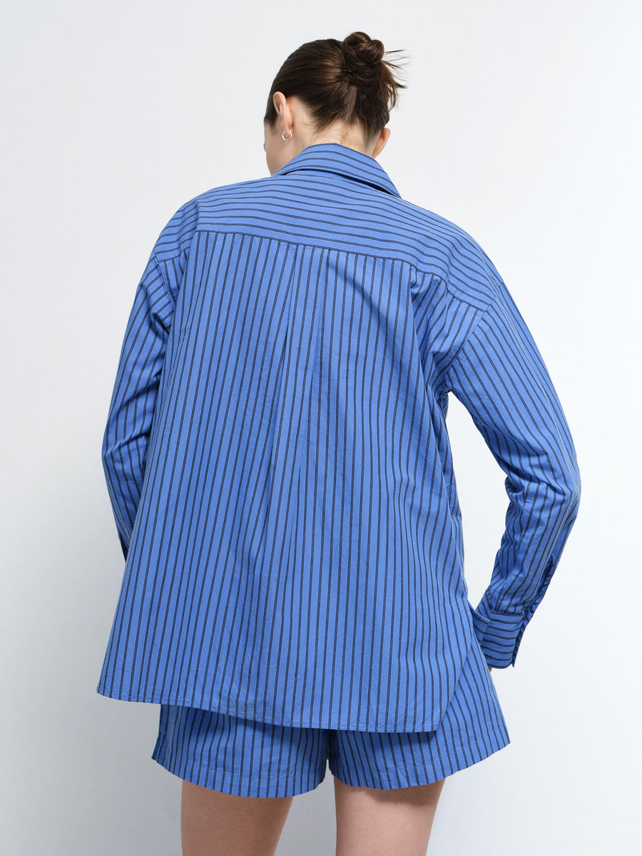 Organic Poplin Striped Long Sleeve Button Down