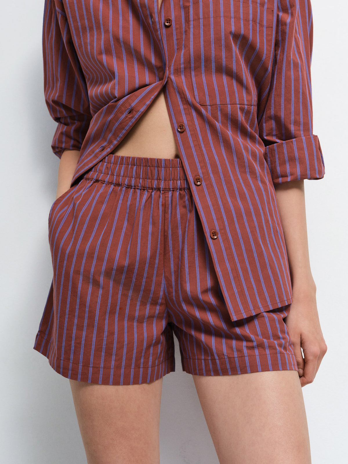Organic Poplin Striped Short
