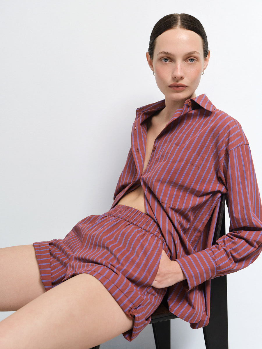 Organic Poplin Striped Short