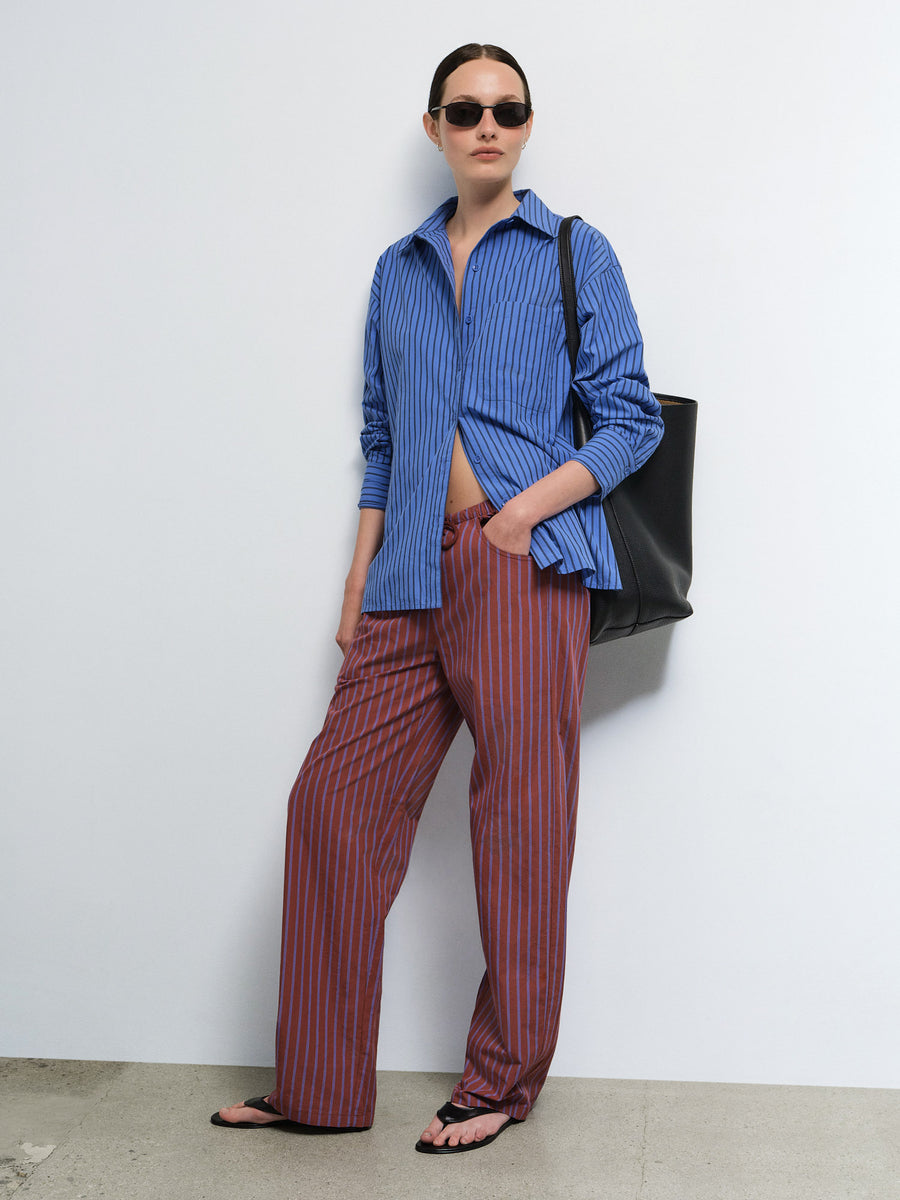Organic Poplin Essential Striped Pant