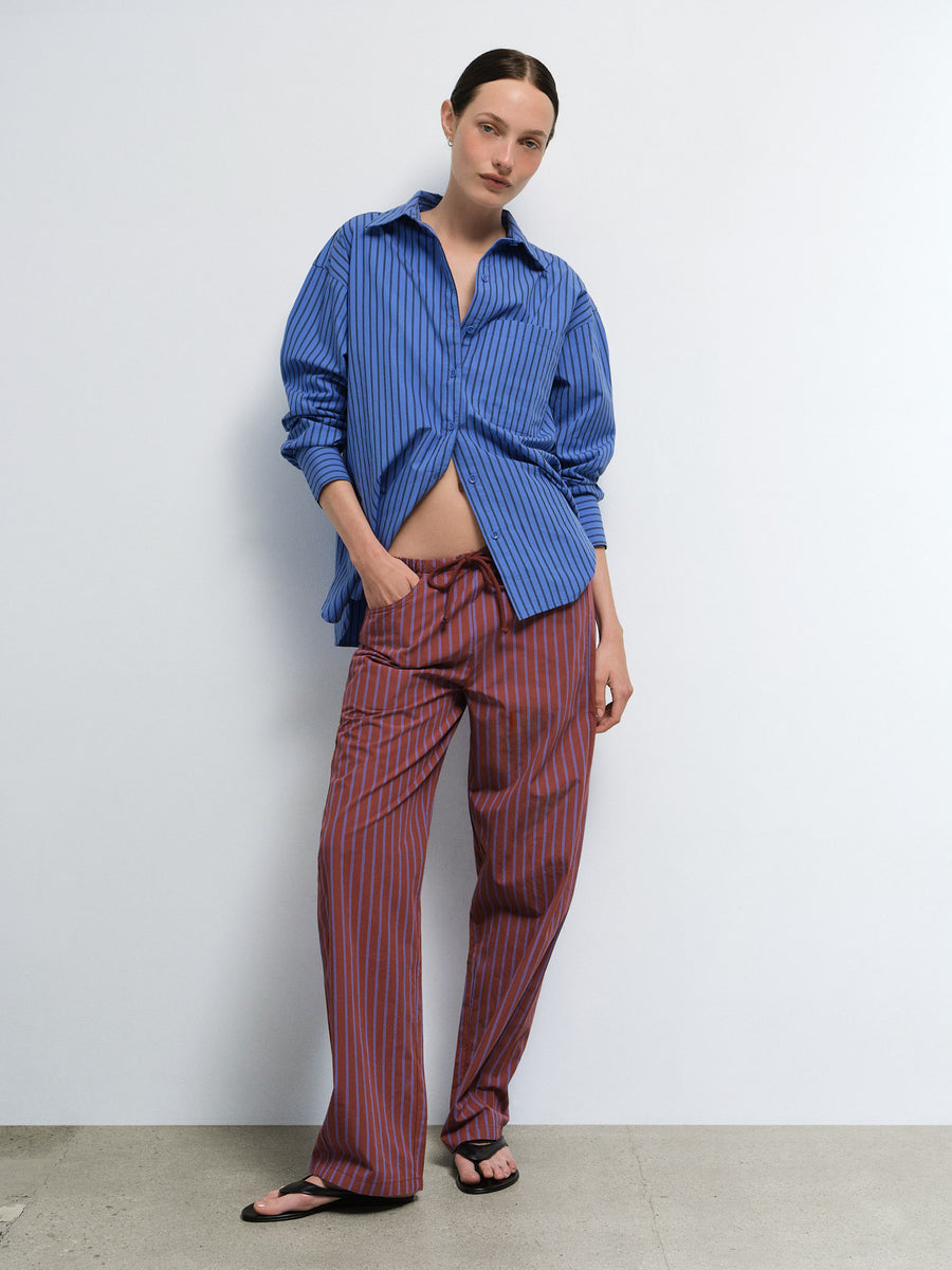 Organic Poplin Essential Striped Pant