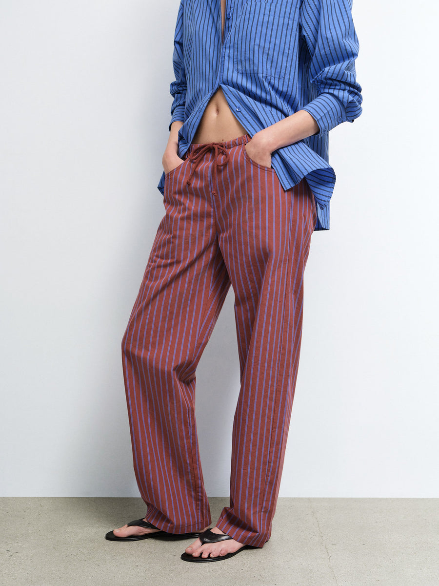 Organic Poplin Essential Striped Pant