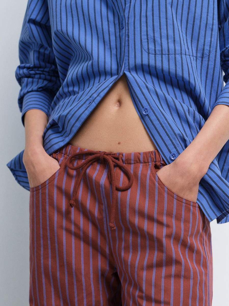 Organic Poplin Essential Striped Pant