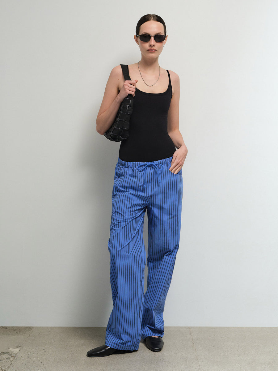 Organic Poplin Essential Striped Pant