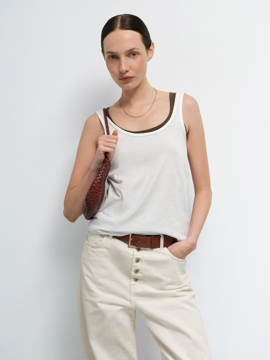 Organic Pima Layering Tank in True White — product photo