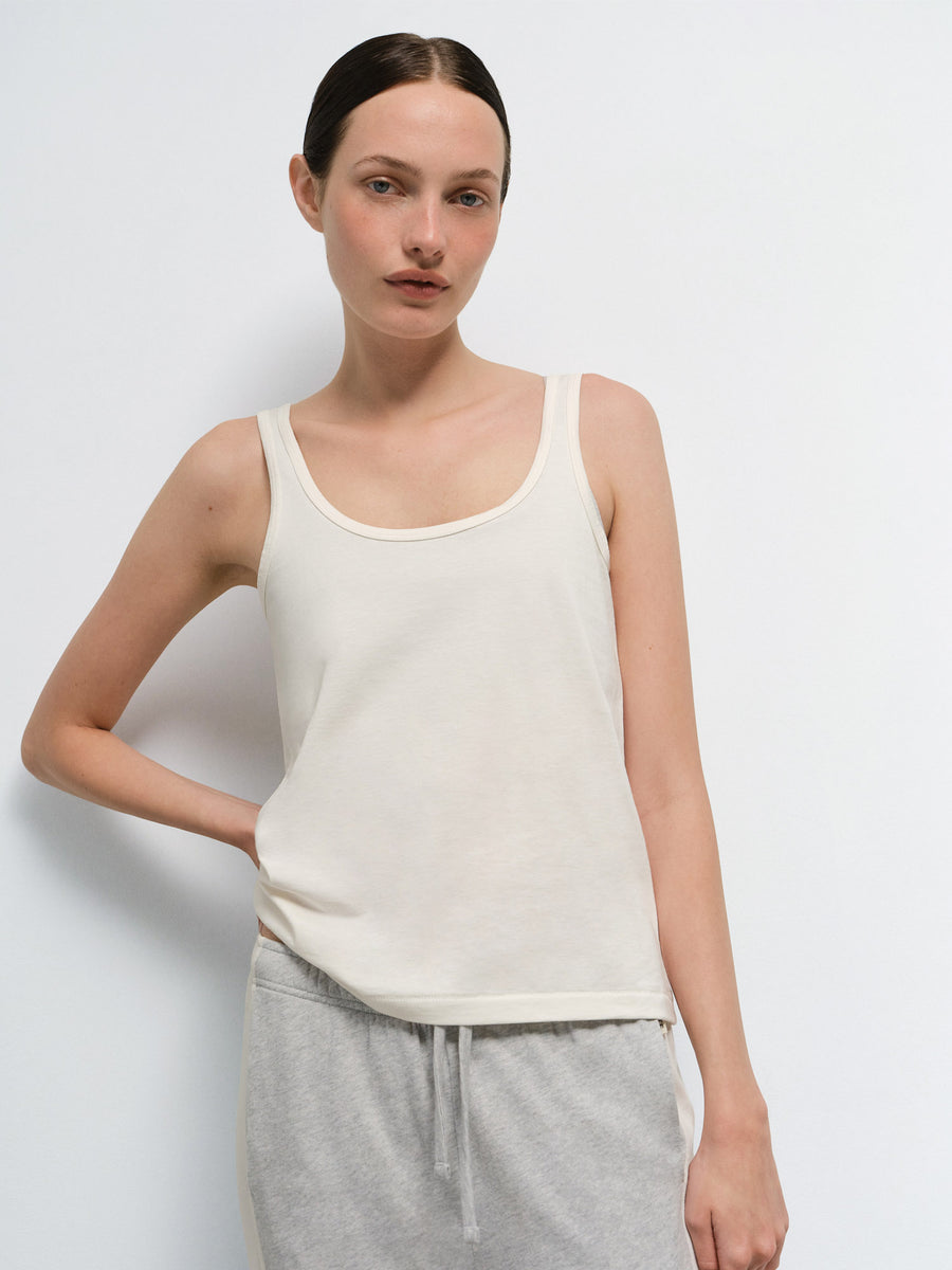 Organic Pima Layering Tank in Bone — product photo