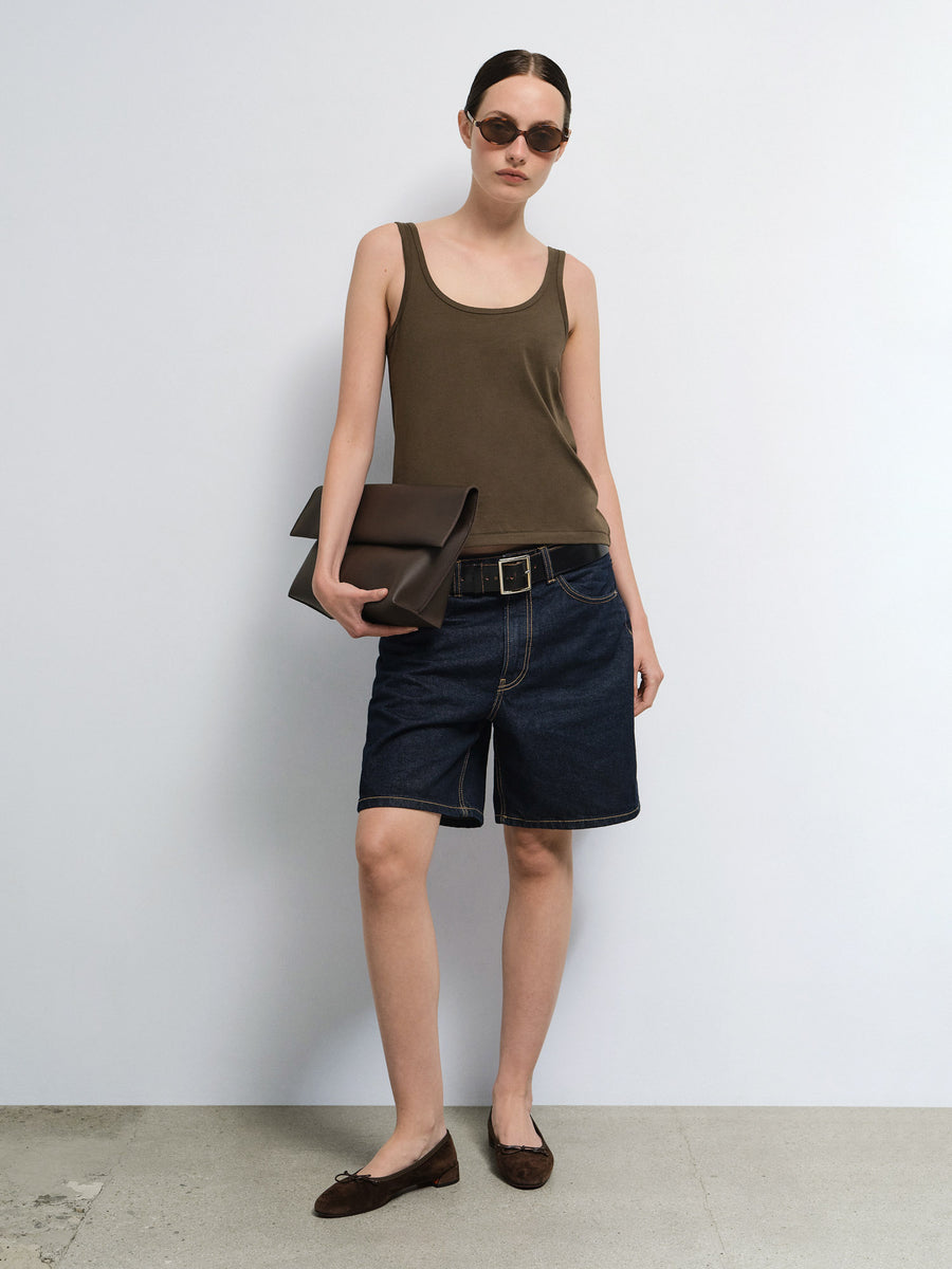Organic Pima Layering Tank in Mocha — product photo
