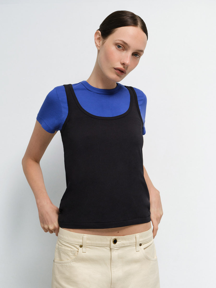 Organic Pima Layering Tank in Cobalt — product photo