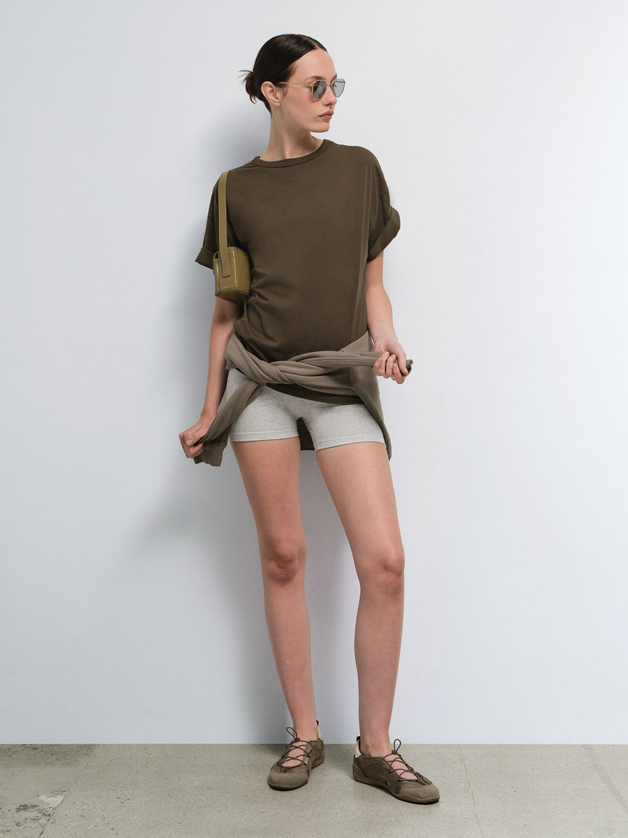 Organic Pima Oversized Tee in Mocha — product photo