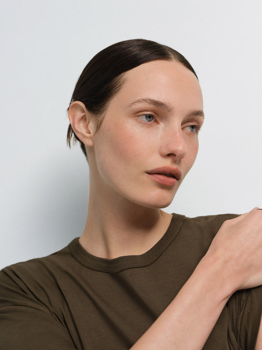 Organic Pima Oversized Tee in Mocha — product photo