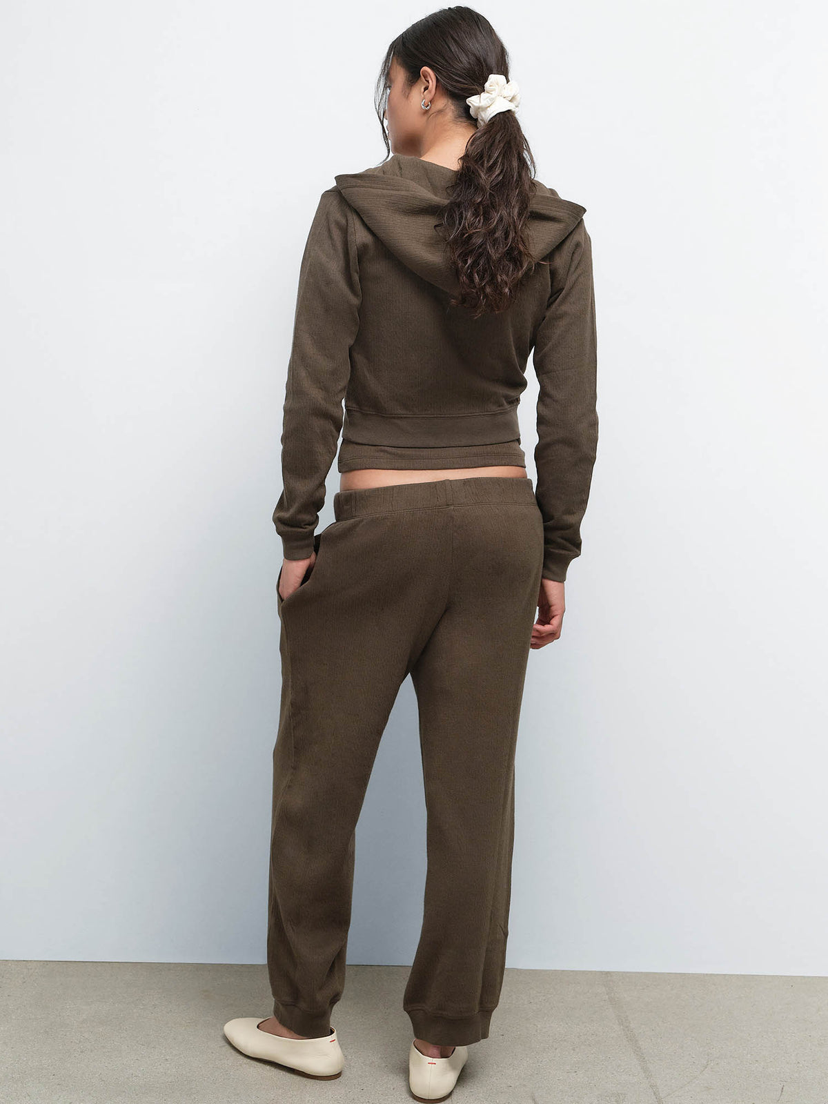 Organic Pointelle Shrunken Hoodie