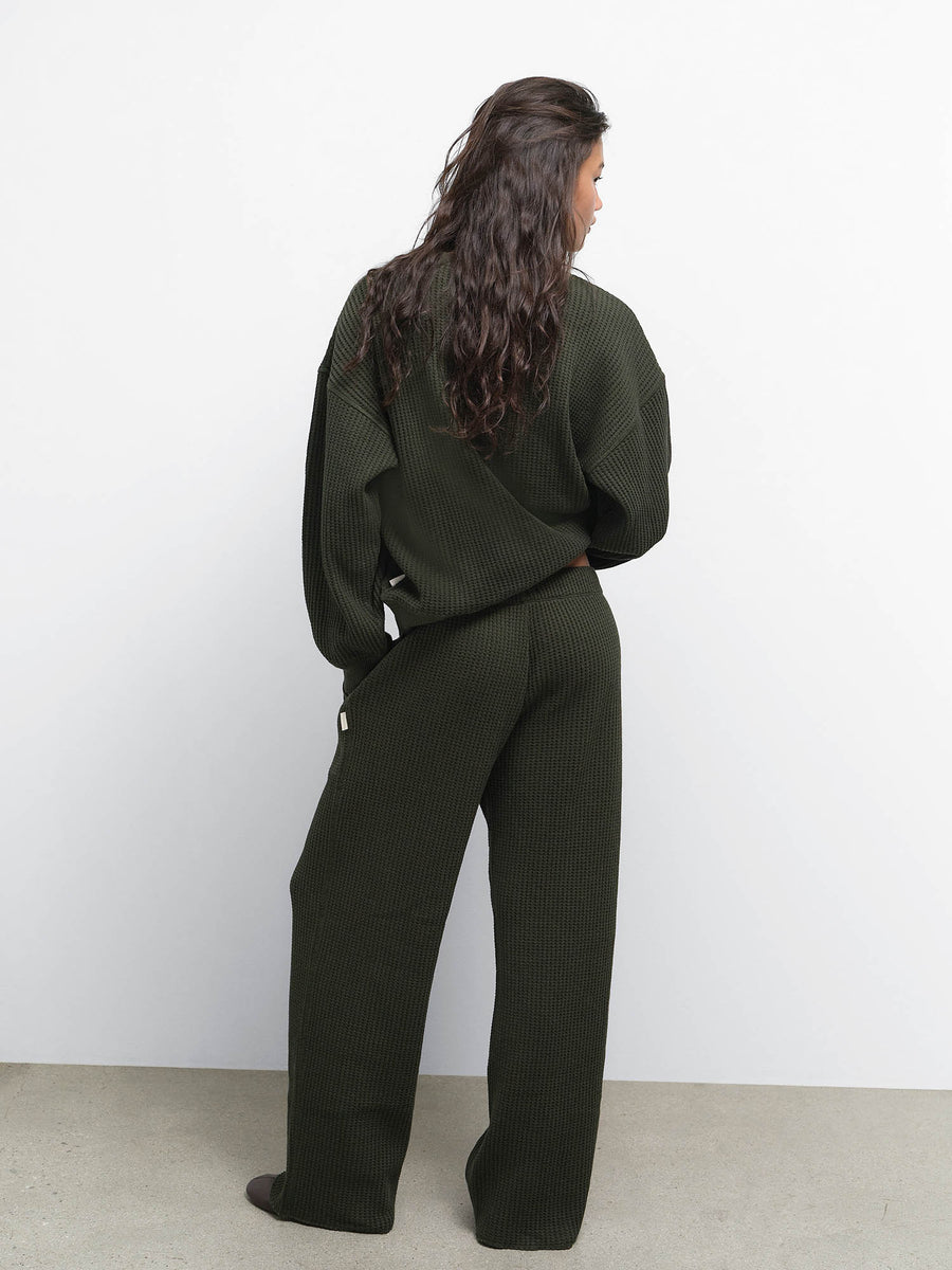 Organic Waffle Straight Leg Sweatpant