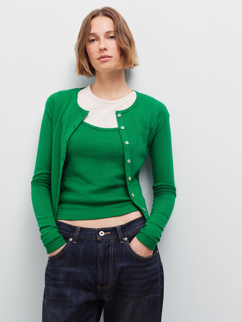 Organic Pointelle Cardigan