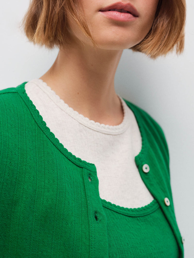 Organic Pointelle Cardigan