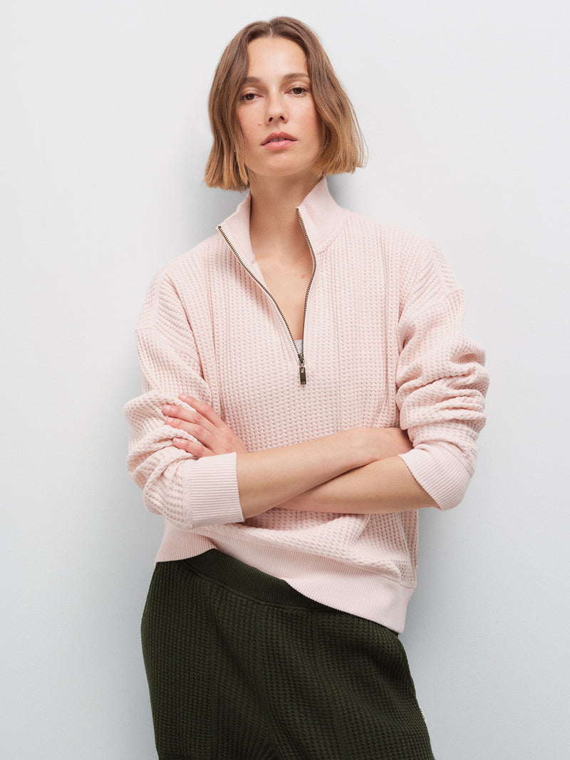 Organic Waffle Collared Half-Zip Sweatshirt