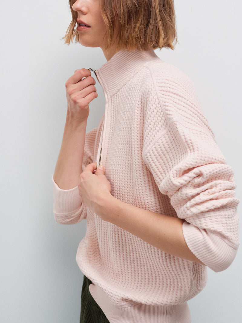 Organic Waffle Collared Half-Zip Sweatshirt