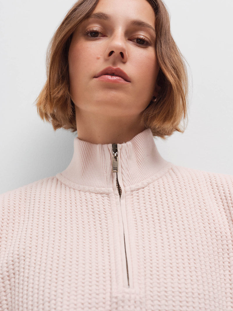Organic Waffle Collared Half-Zip Sweatshirt