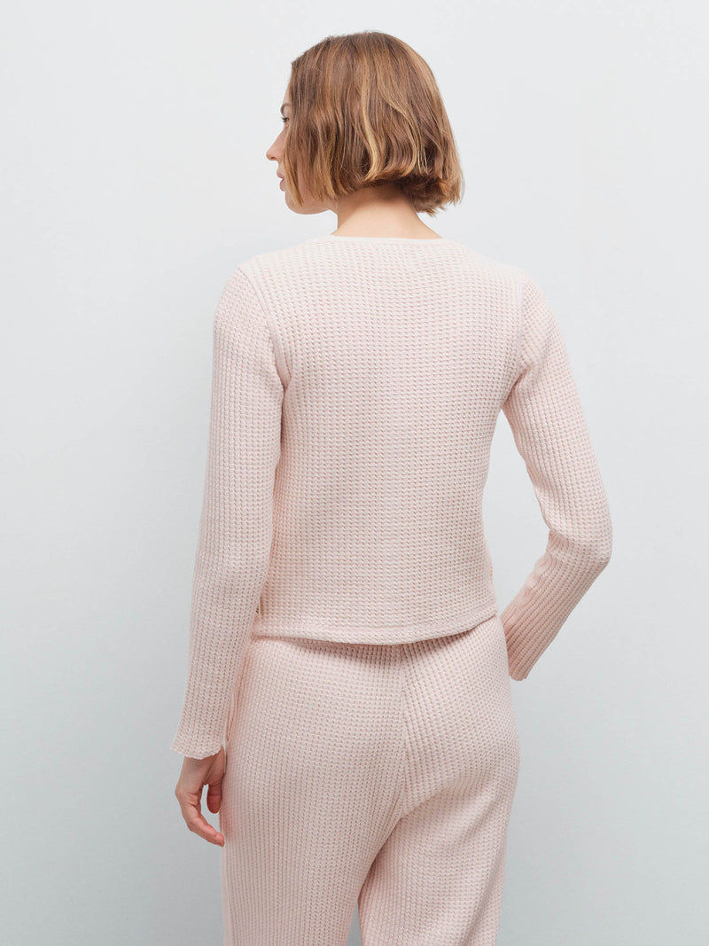 Organic Waffle Crew Cardigan