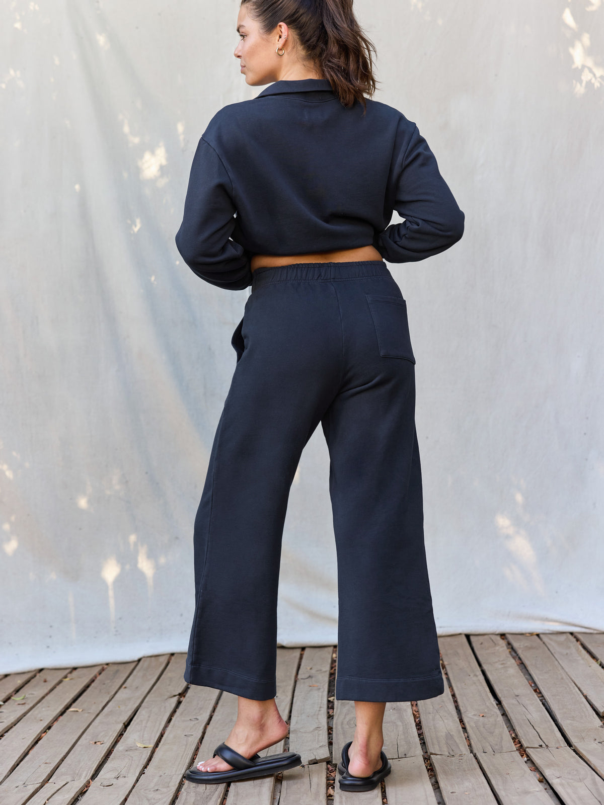 Organic Fleece Wide Leg Pant-Sweatpants-MATE the Label-MIDNIGHT-XS-MATE the Label