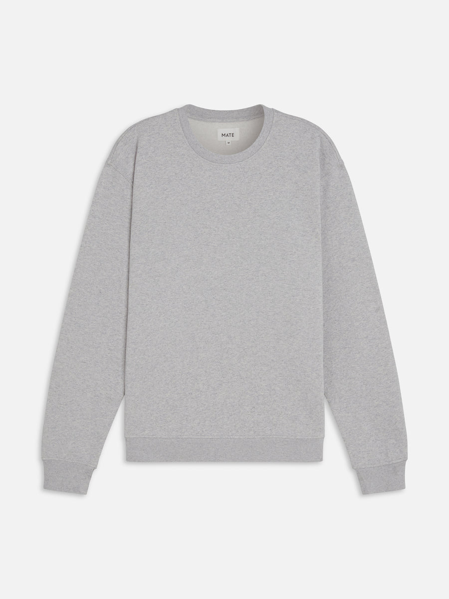 Men's Organic Fleece Crew Neck Sweatshirt-Sweatshirts-MATE the Label-HEATHER GREY-S-MATE the Label