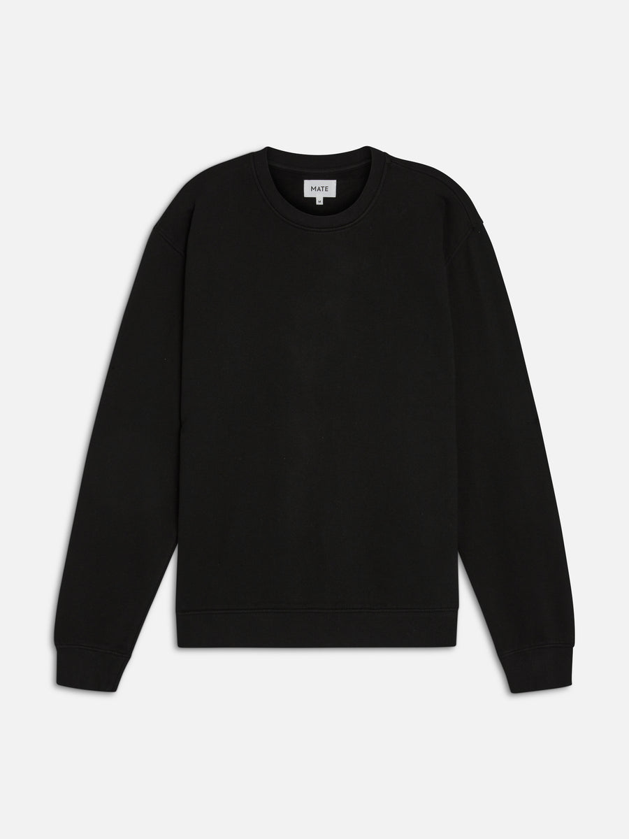 Men's Organic Fleece Crew Neck Sweatshirt-Sweatshirts-MATE the Label-JET BLACK-S-MATE the Label