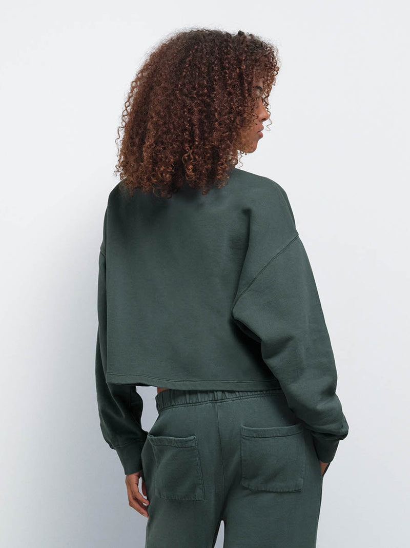 Organic Fleece Cropped Half-Zip Sweatshirt