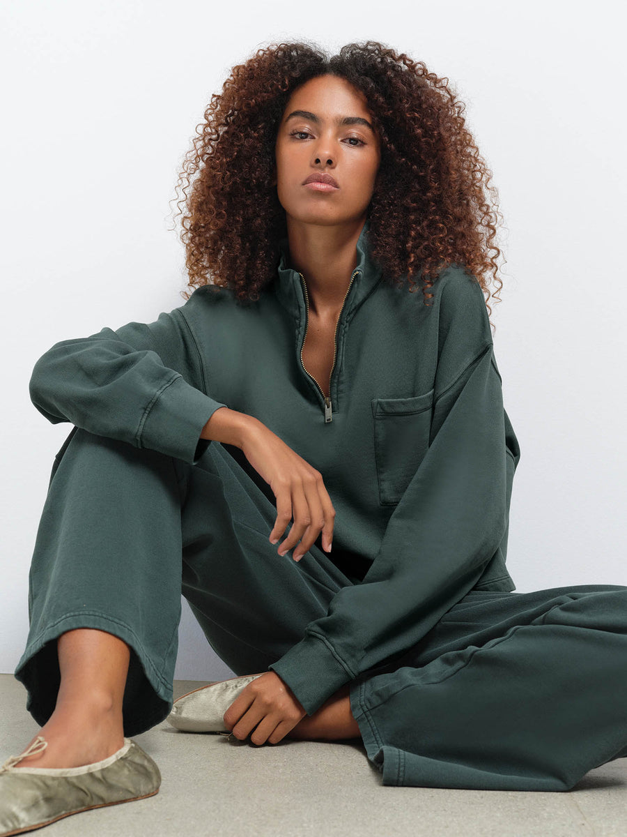 Organic Fleece Cropped Half-Zip Sweatshirt
