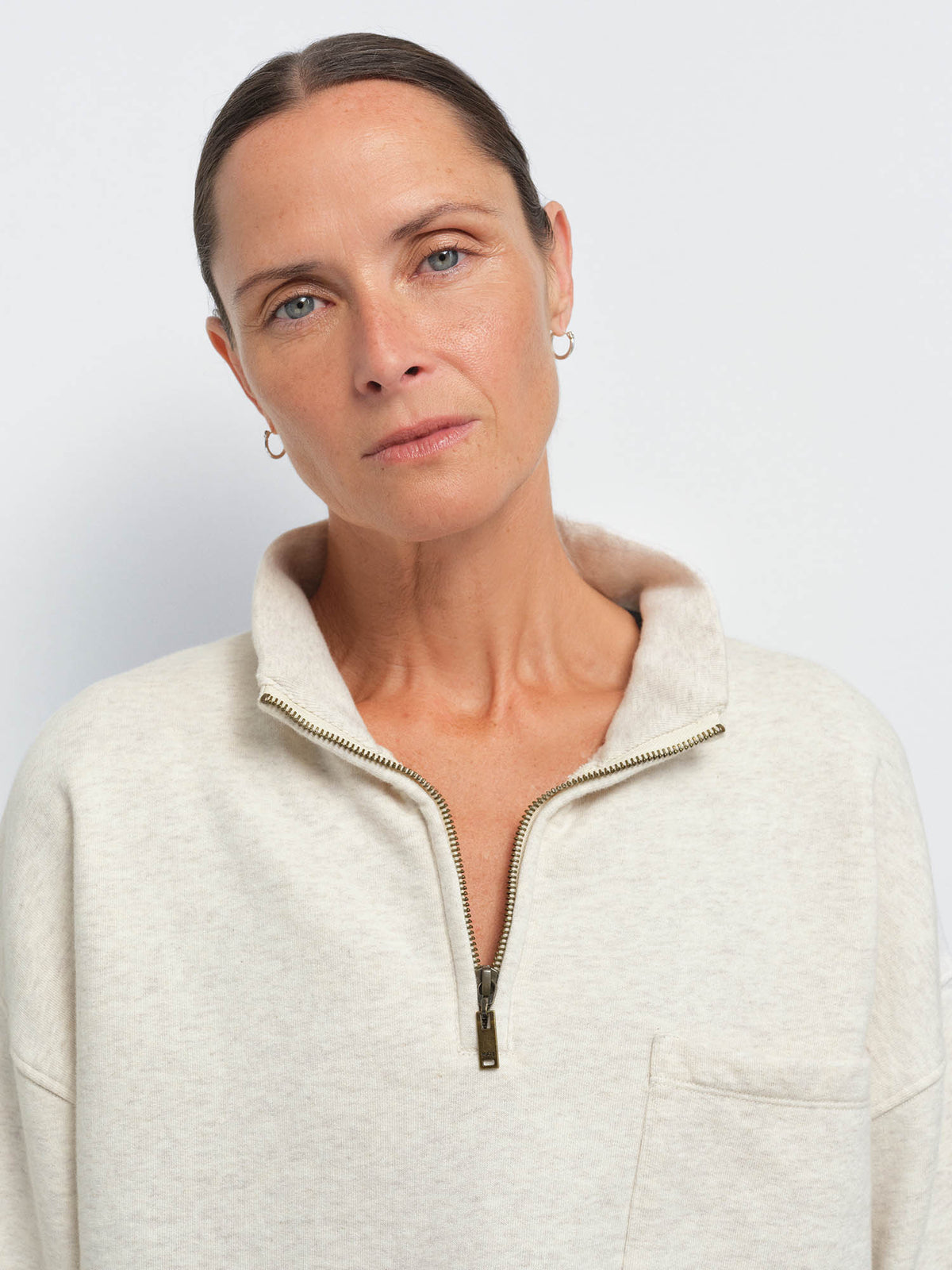 Organic Fleece Cropped Half-Zip Sweatshirt