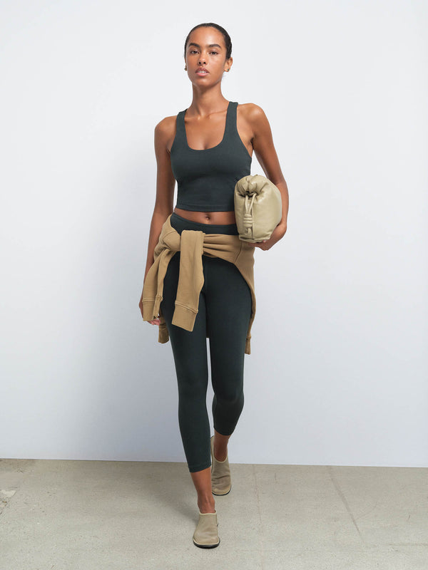 Organic Stretch Midi Legging in Nori — product photo