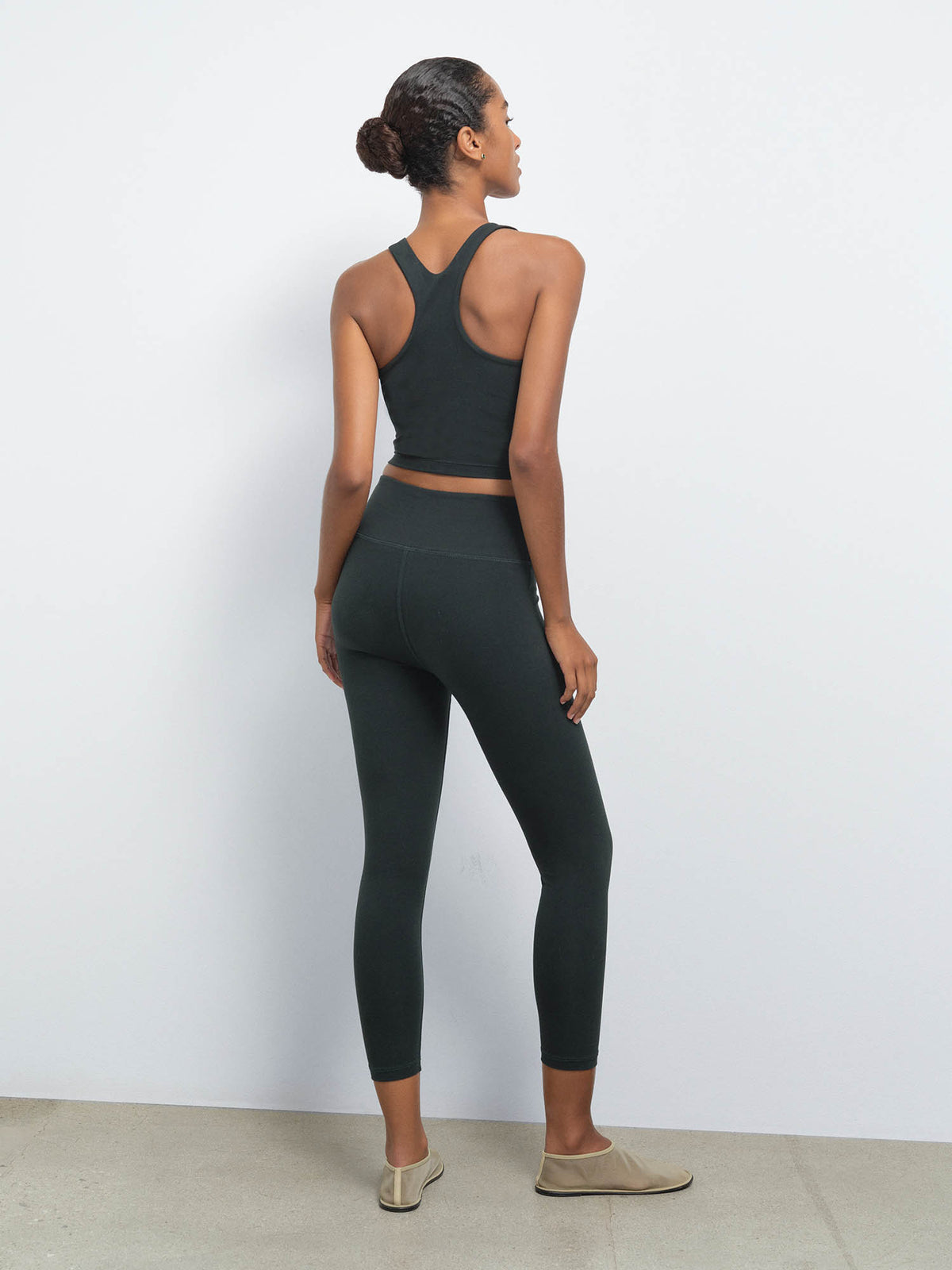 Organic Stretch Midi Legging in Nori — product photo