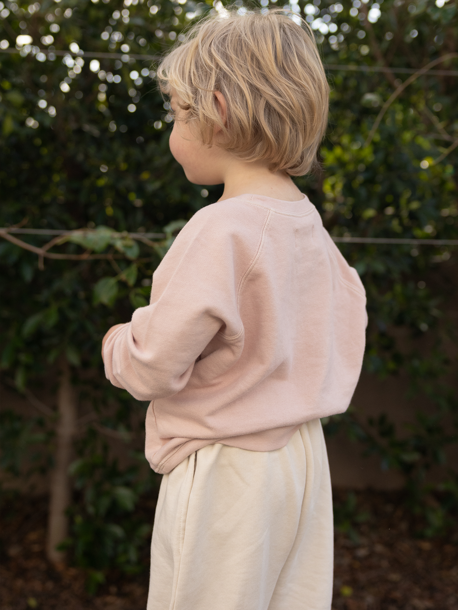 Mini Organic Lightweight Terry Raglan Sweatshirt-Sweatshirts-MATE the Label-ROSE-2/3y-MATE the Label
