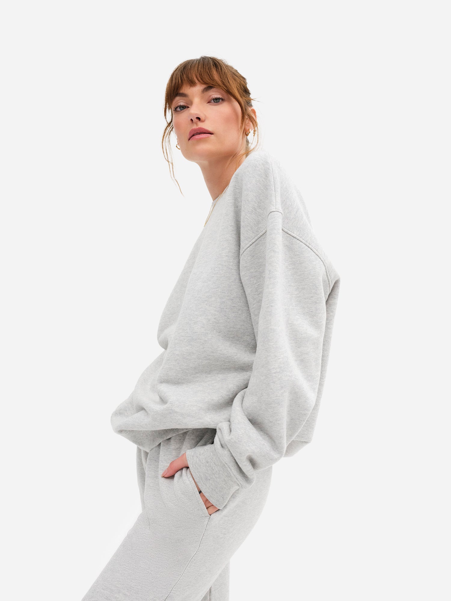 Relaxed-Fit Hooded Sweatshirt Gray Organic Cotton Fleece